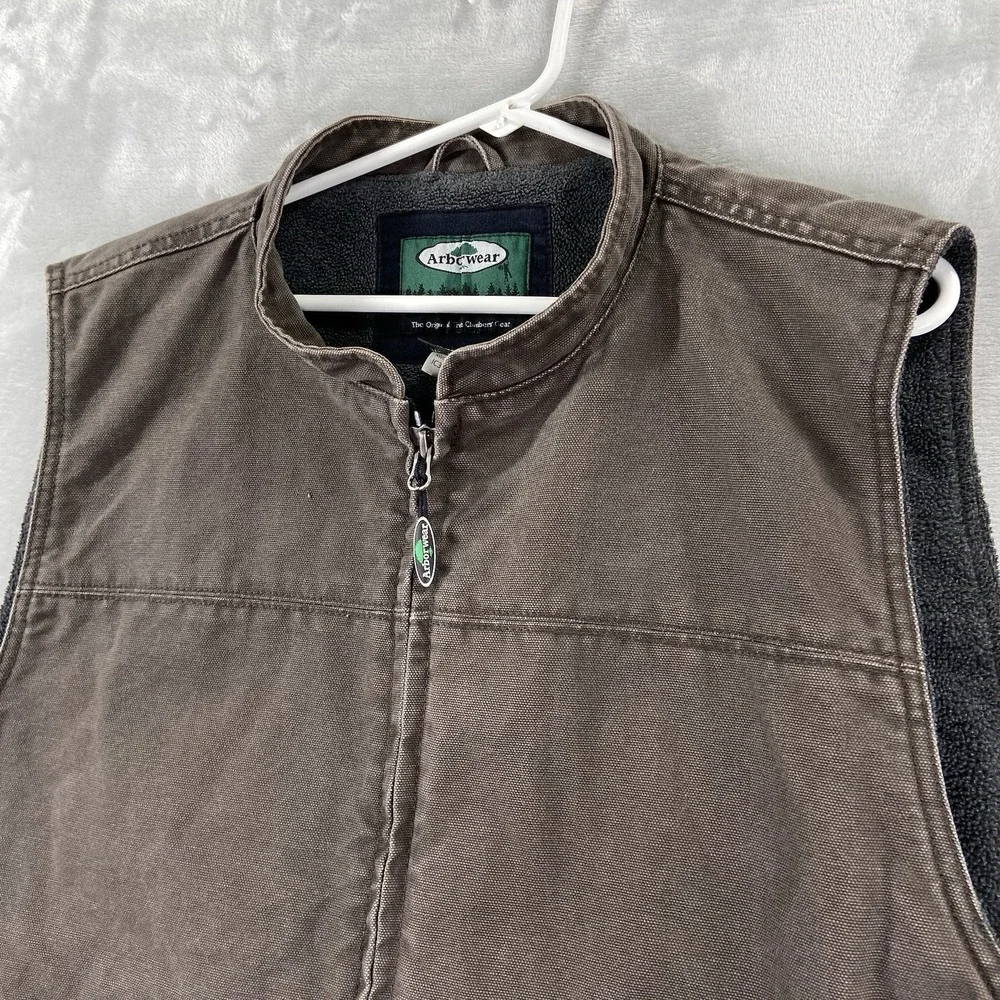 Arborwear Vest Mens XL Full Zip Canvas Workwear Fleece Lined Outdoor Utility